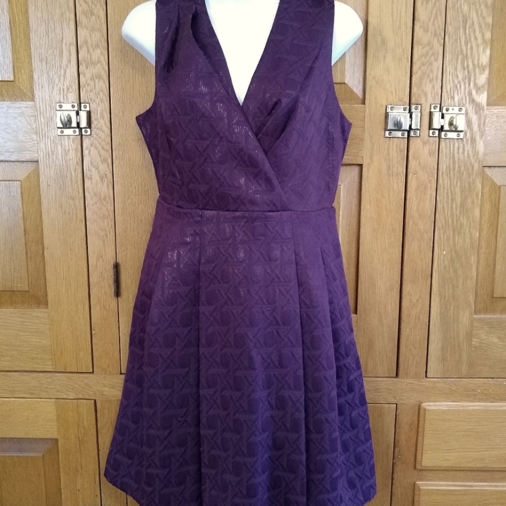 Kirna Zabete plum jacquard a-line dress